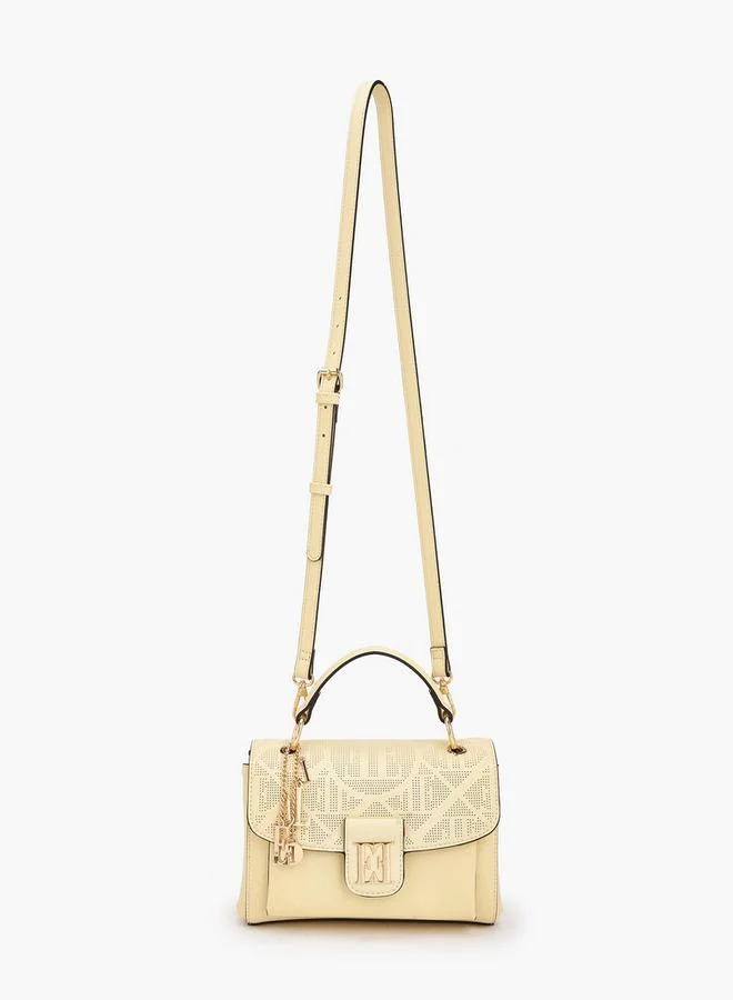 ELLE Laser Cut Textured Crossbody Bag with Detachable Strap